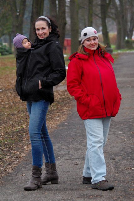 Šanami - Softshellová bunda pro nošení dětí a těhotné 3v1 - červená